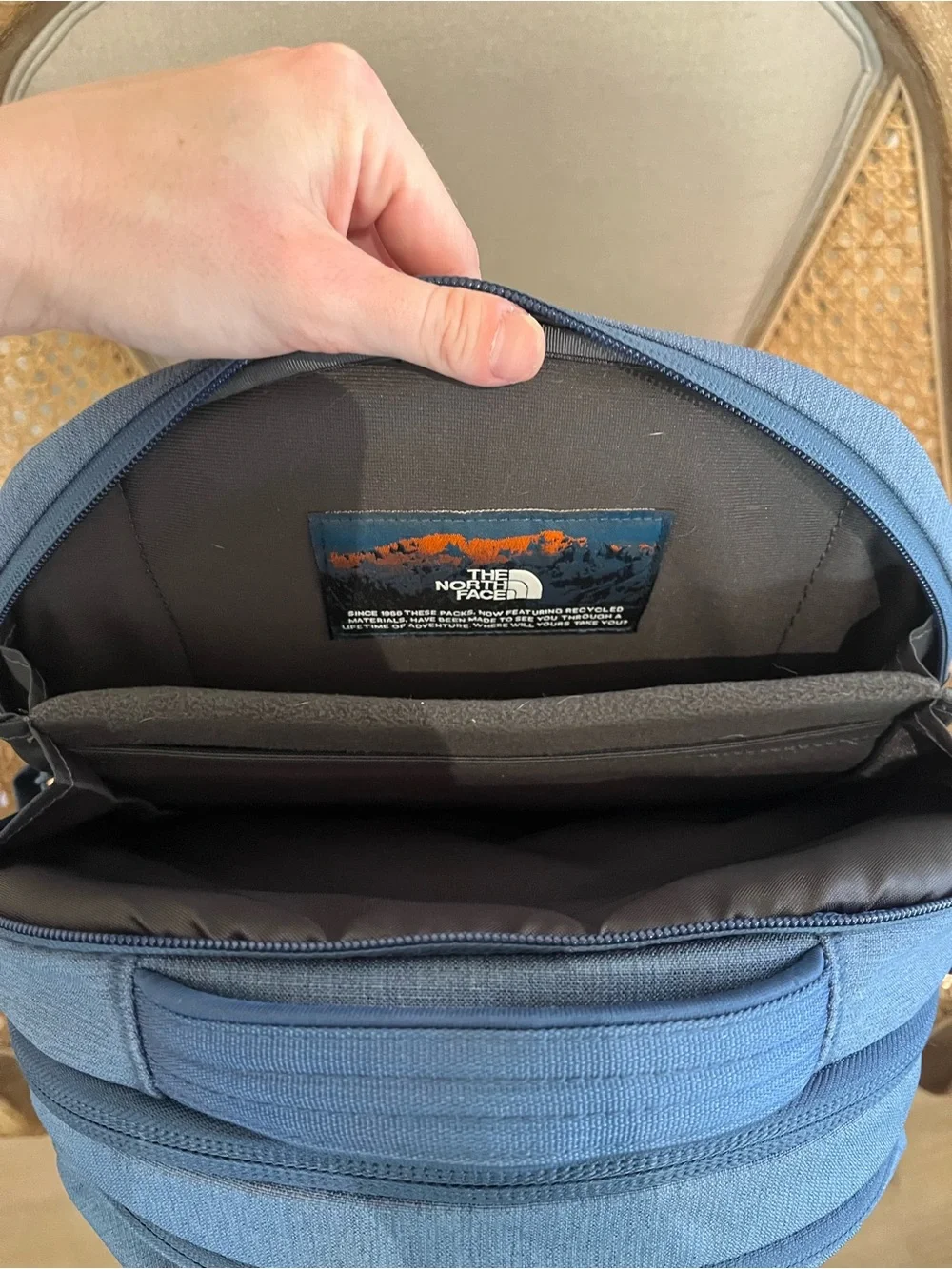 The North Face Blue Backpack with Navy Accents